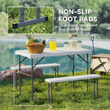 Outsunny Three-Piece Folding Picnic Table and Bench Set - White