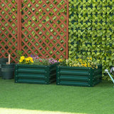 Outsunny Set of Two 60 x 60cm Steel Planter Boxes - Green