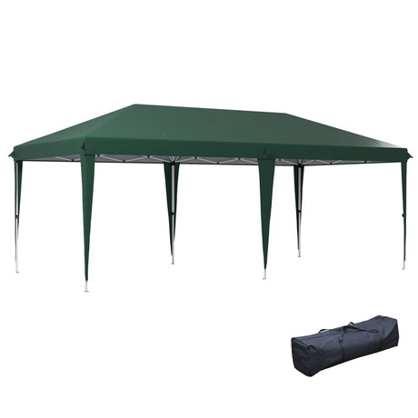 Outsunny Pop Up Gazebo, Double Roof Foldable Canopy Tent, Height Adjustable Wedding Awning Canopy w/ Carrying Bag, 6 m x 3 m x 2.65 m, Green