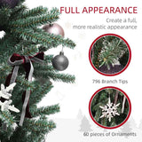 HOMCOM 6ft Artificial Christmas Tree, with Purple Decorations and Lights