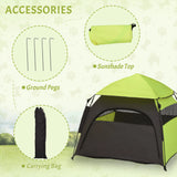 PawHut Foldable Dog Cat Tent with Water-Resistant Oxford, Carry Bag for Extra Large Dog, Green