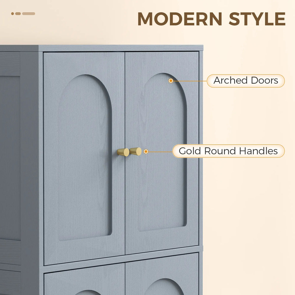 HOMCOM 4-Door Kitchen Storage Cabinet with Adjustable Shelves - Grey