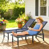 Outsunny Set of Two Reclining Sun Loungers - Dark Blue