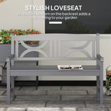 Outsunny 2-Seater Wooden Garden Bench Outdoor Patio Loveseat for Porch, Grey