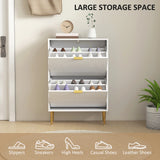HOMCOM Narrow Shoe Cabinet with 2 Flip Drawers - White