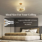 HOMCOM Crystal Ceiling Light Fixture, Semi Flush Mount Modern Crystal Chandelier Ceiling Light for Living Room, Bedroom, Hallway, Dining Room, E14 Base 3-Lights, Bulbs Not Included, Gold Tone