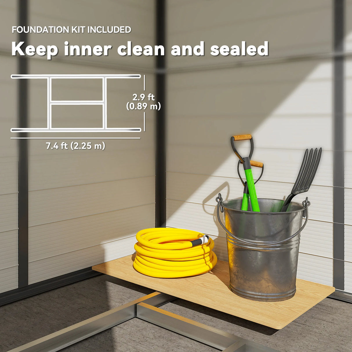 Outsunny 7.9ft x 6.2ft Aluminium Frame and Plastic Wall Shed, with Foundation - Cream White