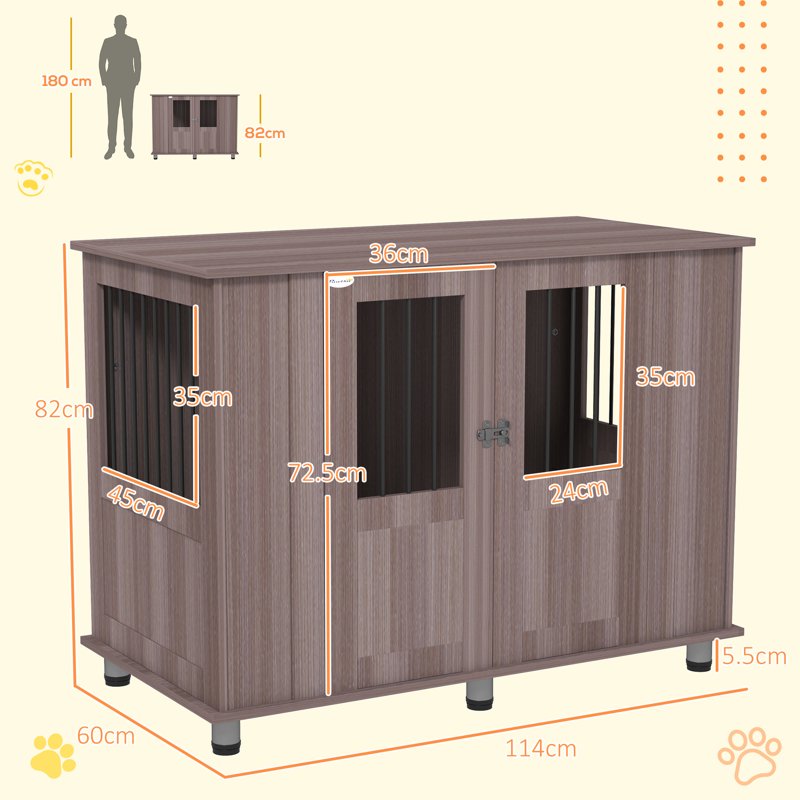 PawHut Dog Crate Table for Medium and Large Dogs with Magnetic Door for Indoor Use, 116 x 60 x 87 cm, Purple