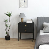 HOMCOM Elegant Two-Drawer Bedside Table - Black