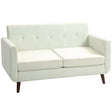 HOMCOM Two-Seater Linen-Look Sofa - Cream