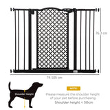 PawHut 74-105cm Pet Safety Gate Stair Barrier, with Auto Close, Double Locking - Black