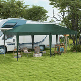 Outsunny Pop Up Gazebo, Double Roof Foldable Canopy Tent, Height Adjustable Wedding Awning Canopy w/ Carrying Bag, 6 m x 3 m x 2.65 m, Green