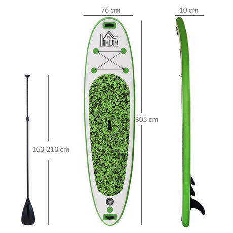 HOMCOM Inflatable Stand Up Paddle Board, 10' x 30" x 4", Non-Slip SUP, with ISUP Accessories, Hand Pump, 3 Fins, Adj Paddle for Youth Adult Beginners/Experts