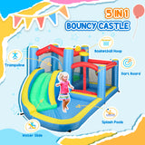 AIYAPLAY Inflatable Bouncy Castle with 550W Blower, Basketball Hoop, Long Slide, Dart Board, Carrying Bag, 385 x 290 x 180 cm