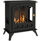 HOMCOM Ethanol Fireplace Stove, Freestanding Bioethanol Fire, Indoor Ethanol Burner with 0.9 Litres Volume, Burns for Up to 3.3 Hours, 21 Inch, Black