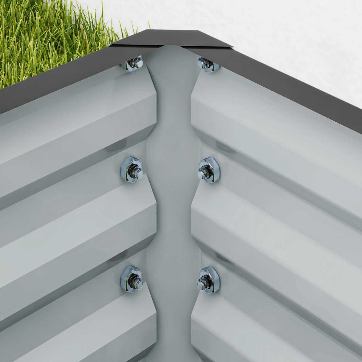 Outsunny Set of Two 110 x 50cm Steel Planter Boxes -  Light Grey
