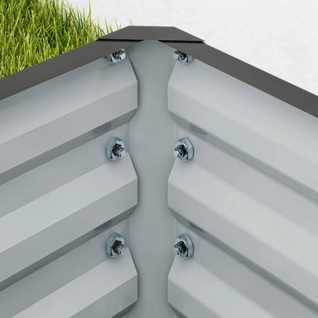 Outsunny Set of Two 110 x 50cm Steel Planter Boxes -  Light Grey