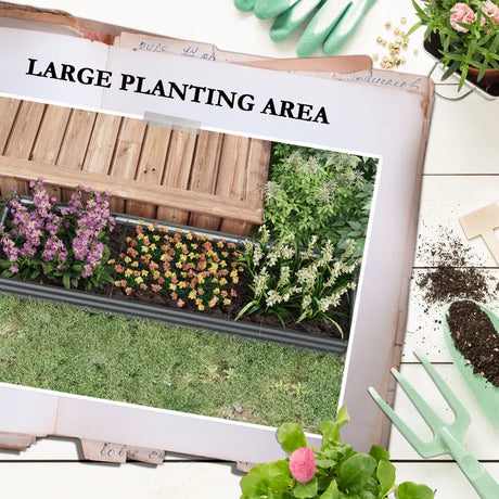 Outsunny 60 x 240cm Galvanised Steel Planter, with Open Bottom, Pack of 2