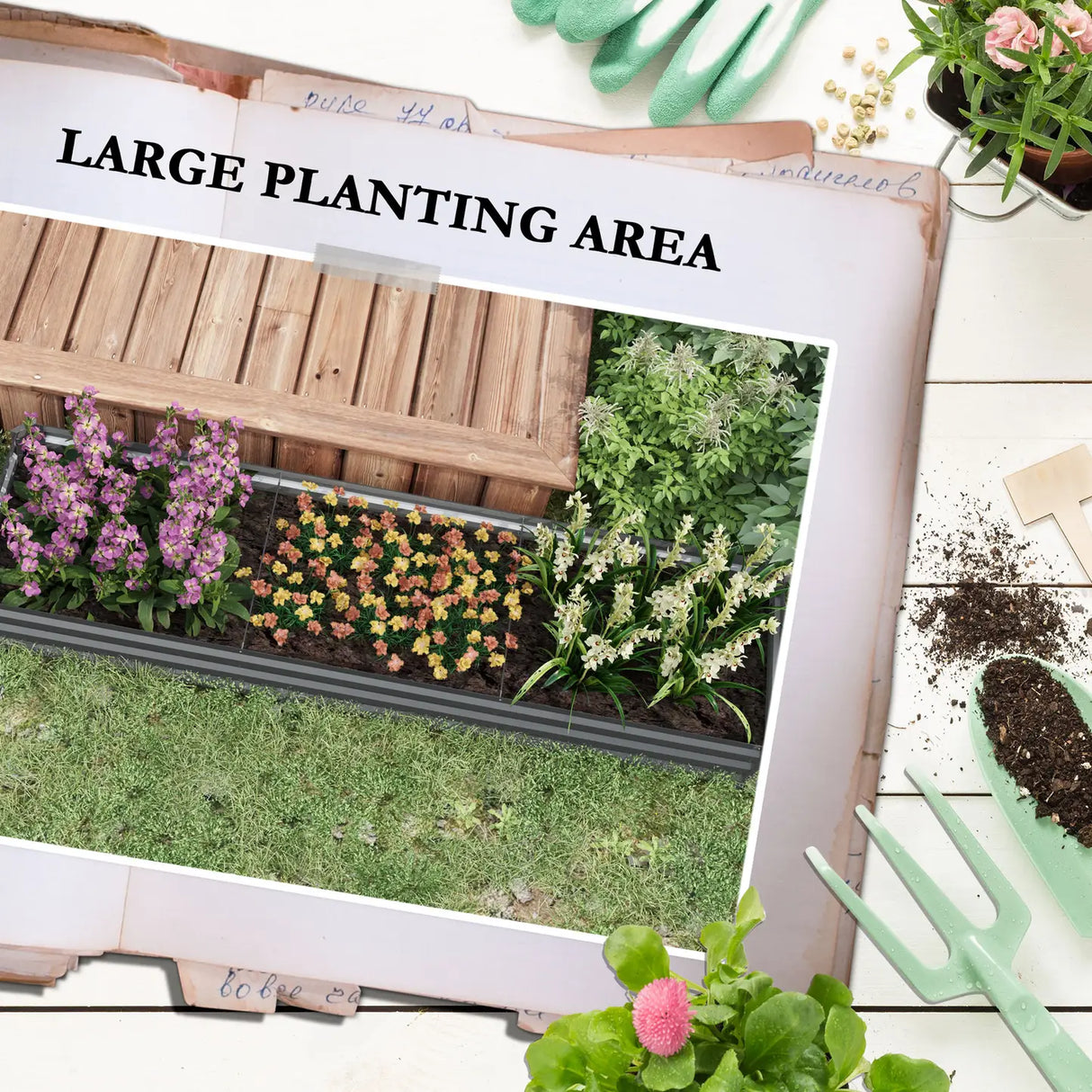 Outsunny 60 x 240cm Galvanised Steel Planter, with Open Bottom, Pack of 2
