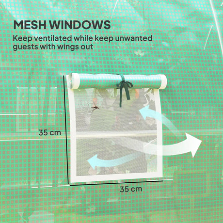 Outsunny 3 x 2(m) Polytunnel Greenhouse, with Windows and Doors - Green
