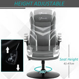 Vinsetto Gaming Chair Ergonomic Computer Chair with Adjustable Height Pedestal Base, Home Office Desk Chair PVC Leather Exclusive Swivel Chair Grey