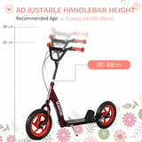 AIYAPLAY Kids Scooter with Adjustable Handlebar, Children's Kick Scooter with Non-slip Footplate, Rear Brake, Kickstand, Red