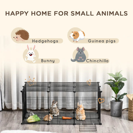 PawHut Pet Playpen DIY Small Animal Cage Metal Fence with Door, 22 Pieces, for Bunny Chinchilla Hedgehog Guinea Pig