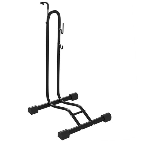 SPORTNOW Vertical & Horizontal Bike Rack Bicycle Storage Stand with Adjustable Hooks, Fits 6"-28" and 700c Bikes