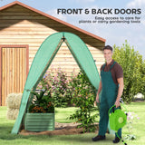 Outsunny Hoop House Greenhouse with Sandbags, Walk-In Tunnel Green House with 2 Doors and Screen Windows, 1.8 x 1.8 x 2m, Green