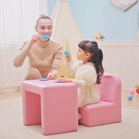 HOMCOM 2 In 1 Toddler Sofa Chair,  48 x 44 x 41 cm, for Game Relax Playroom, Pink