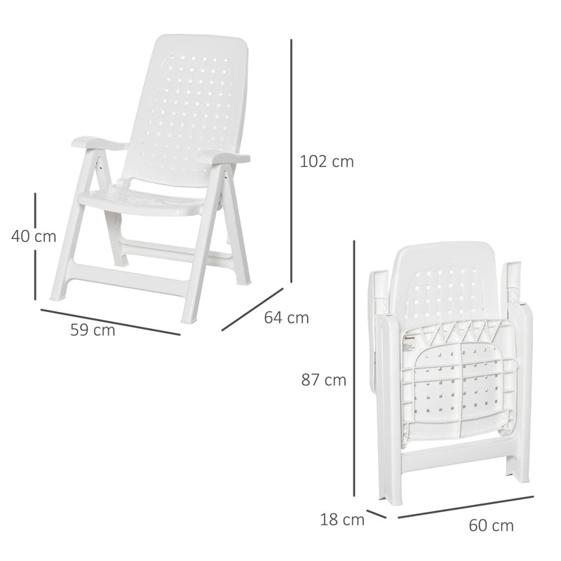 Outsunny 2 Piece Folding Dining Chairs w/ 4-Position Backrest for Outdoor Events, Camping