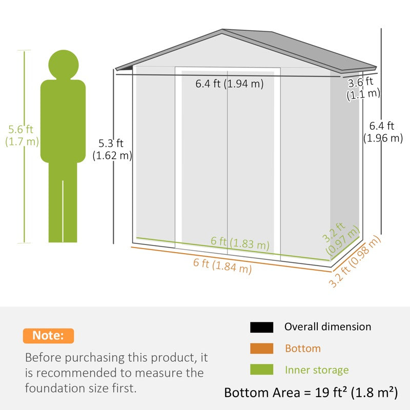 Outsunny 6.5 x 3.5ft Metal Garden Storage Shed - Brown Wood Effect