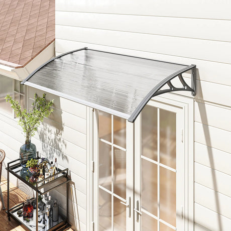 Outsunny Front Door Canopy, Outdoor Awning, Rain Shelter, 110 x 60cm, Grey
