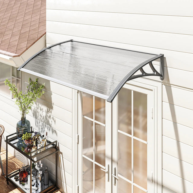 Outsunny Front Door Canopy, Outdoor Awning, Rain Shelter, 110 x 60cm, Grey