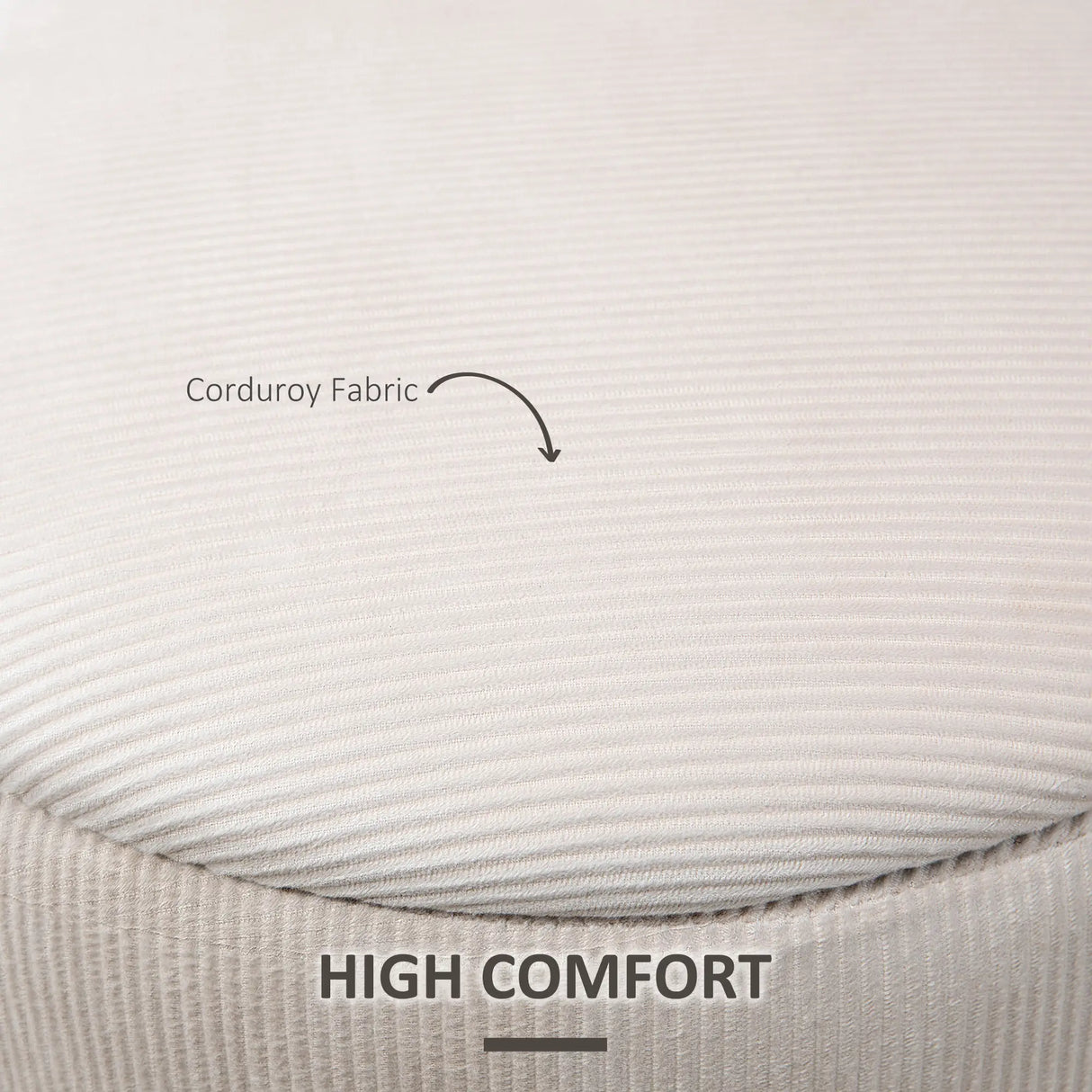 HOMCOM Set of 2 Round Ottoman with Storage, Fabric Vanity Stool for Makeup, Footrest Stool with Removable Lid for Living Room & Bedroom, Cream White