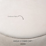 HOMCOM Set of 2 Round Ottoman with Storage, Fabric Vanity Stool for Makeup, Footrest Stool with Removable Lid for Living Room & Bedroom, Cream White