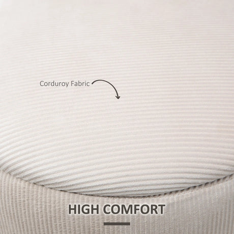 HOMCOM Set of 2 Round Ottoman with Storage, Fabric Vanity Stool for Makeup, Footrest Stool with Removable Lid for Living Room & Bedroom, Cream White