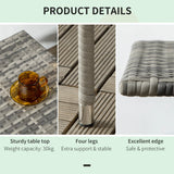 Outsunny Rattan Side Table, Outdoor Coffee Table with Plastic Board Under the Full Woven Table Top for Patio, Garden, Balcony, Mixed Grey