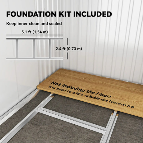 Outsunny 6.5 x 4FT Galvanised Metal Shed with Foundation Kit, Lockable Tool Garden Shed with Double Sliding Doors, Vents, Grey