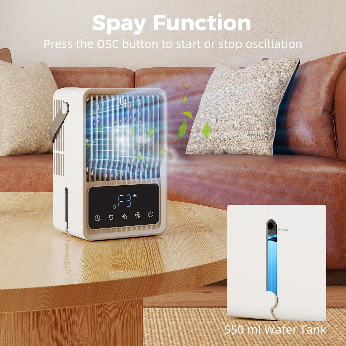 HOMCOM Portable Air Conditioner, 4-in-1 Mini Air Cooler with 3 Wind Speed, 2 Mist Mode, 7 Colour RGB Light, Black