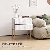 HOMCOM Elegant Two-Drawer Bedside Table - White