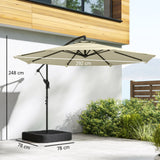 Outsunny 3 m Garden Cantilever Parasol with Cross Base, Sandbag, 360 Rotating Overhanging Banana Umbrella, Beige