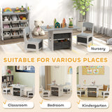 AIYAPLAY Kids Table and Chair Set, Toddler Table and 2 Chairs Set with 6 Removable Drawers, for Boys Girls Ages 3-8, Light Grey