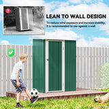 Outsunny 5x3 Garden Shed Metal Outdoor Tool Shed with Sloped Roof, Lockable Door for Gardeners, Green