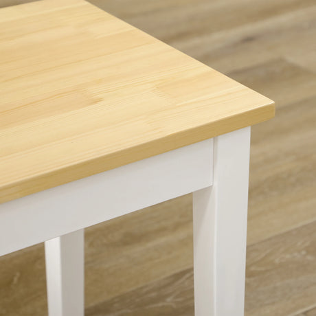 HOMCOM Dining Table and Bench Set, Farmhouse Kitchen Table and Bench with Wooden Frame for Living Room, Dining Room, Natural and White