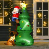 HOMCOM 6ft Inflatable Christmas Tree, LED Lighted with Santa Claus Dog for Home Indoor Outdoor Garden Lawn Decoration Party Prop