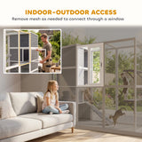 PawHut 4-Tier Wooden Catio Cat Outdoor Enclosure with Sun Roof, Resting Rooms, 3 Platforms, Window Outdoor Indoor, Grey