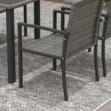 Outsunny Outdoor Dining Set 5 Pieces Patio Conservatory with Tempered Glass Tabletop,4 Dining Chairs - Grey