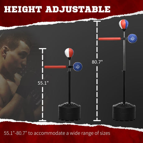 SPORTNOW Adjustable Speed Bag, Boxing Bag, with Stand, Reflex Bar, Punching Pad, Multicolour