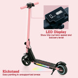 SPORTNOW Folding Electric Scooter for Kids, with Dual Brakes, Front Suspension, LED Colourful Lights, Pink